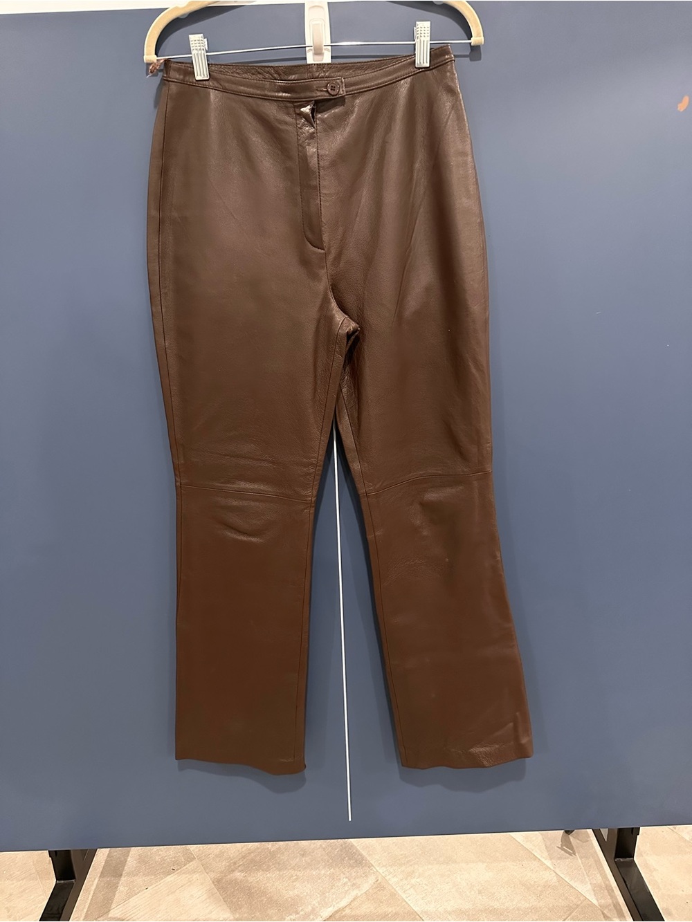Vintage Newport News Brown Genuine Leather Straight Leg Pants 8 Y2K